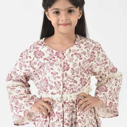 Crimsoune Club Cream-Coloured Floral Print Top-image-74