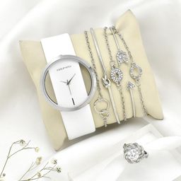 JOKER & WITCH Women Silver-Toned & White Watch Gift Set-image-88