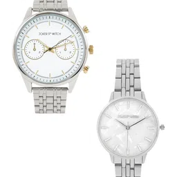 JOKER & WITCH Lizzie & Philip Silver-Toned Couple Watch Gift Set-JWCW247-30