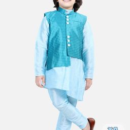 BownBee Regular Kurta And Pyjamas With Woven Design Nehru Jacket-picture-38