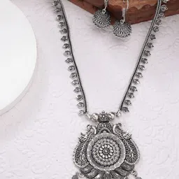 NVR Silver-Plated Oxidized Necklace and Earrings-44