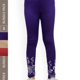 IndiWeaves Girls Pack Of 3 Bottom-Printed Wool Ankle Length Leggings-picture-49