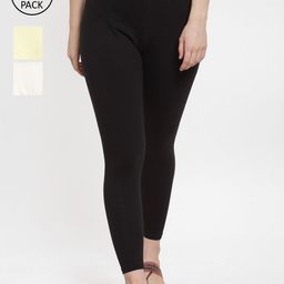 GRACIT Women Pack Of 3 Solid Ankle-Length Leggings-image-49