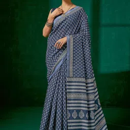 Mitera Grey & White Ethnic Motifs Printed Bagh Saree-image-82