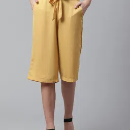 STREET 9 Women Mustard Yellow Tapered Fit Solid Culottes-image-52