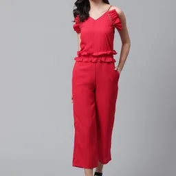 STREET 9 Women Red Solid Basic Jumpsuit-24