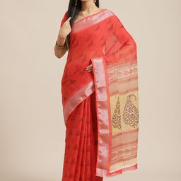 Saree mall Red & Beige Woven Design Saree-picture-10