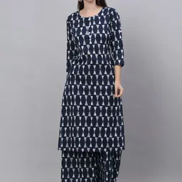 Kamayra Geometric Printed Pure Cotton Kurta With Palazzos-19