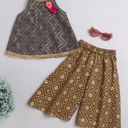 MANY FROCKS & Girls Bandani Printed Regular Pure Cotton Kurta With Palazzos-image-4