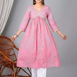 KPF Leheriya Printed Empire Pure Cotton Kurta with Palazzos-19