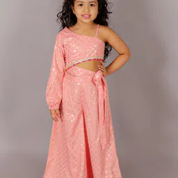 LIL DRAMA Girls Floral Foil Printed Top With Palazzos-image-46