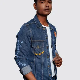 The Souled Store Men Blue Harry Potter Lightweight Cotton Denim Jacket with Patchwork-image-14