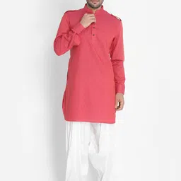 VASTRAMAY Mandarin Collar Pathani Kurta With Patiala-image-51