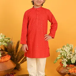 SAKA DESIGNS Boys Ethnic Motifs Embroidered Regular Kurta With Pyjamas-13