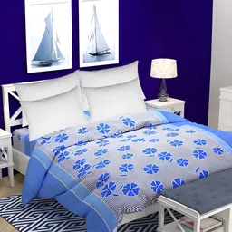 Supreme Home Collective Blue Floral 144 TC Queen Bedsheet-image-88