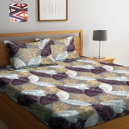 Arrabi Set of 2 300 TC Multi Printed Cotton Double Bedsheet with Pillow Covers-77