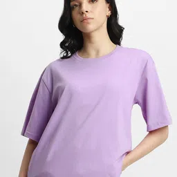 JUNEBERRY Pure Cotton Bio Finish Drop Shoulder Sleeves Oversized T-shirt-image-92