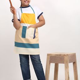 Arrabi Kids Yellow & Beige Printed Apron With 2 Patch Pockets-7