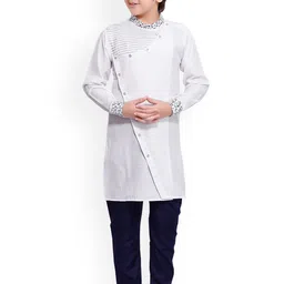 Jeetethnics Boys White & Navy Blue Angrakha Kurta with Pyjamas-picture-14