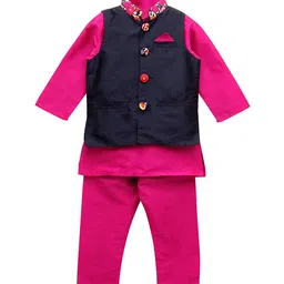 A T U N Boys Pink Kurta with Pyjamas-picture-8
