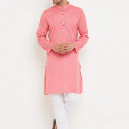 Armaan Ethnic Men Peach-Coloured Kurta with Pyjamas-picture-6
