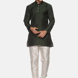 Sethukrishna Men Green Kurta with Pyjamas-picture-14