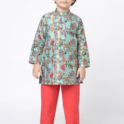 LIL DRAMA Boys Floral Printed Regular Kurta With Pyjamas-image-73