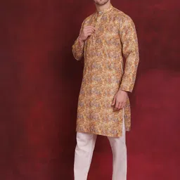 Anouk Floral Printed Regular Cotton Kurta With Pyjamas image 1