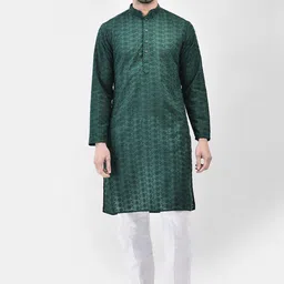 SG LEMAN Floral Embroidered Mandarin Collar Straight Kurta With Pyjamas-picture-28