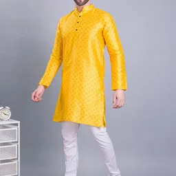 SHIWAM ETHNIX Mandarin Collar Printed Regular Straight Kurta with Pyjamas-picture-31