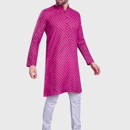 SHIWAM ETHNIX Mandarin Collar Printed Regular Straight Kurta with Pyjamas-picture-11