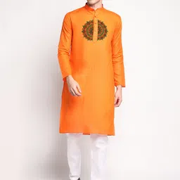 DEVOILER Ethnic Motifs Printed Mandarin Collar Regular Kurta with Pyjamas-picture-31