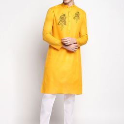 DEVOILER Floral Printed Band Collar Regular Kurta with Pyjamas-picture-25