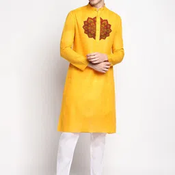 DEVOILER Ethnic Motifs Printed Band Collar Straight Kurta with Pyjama-picture-11