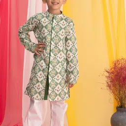 VASTRAMAY Boys Ethnic Motifs Printed Regular Ikat Kurta With Pyjamas-47