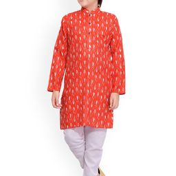 BAESD Boys Ethnic Motifs Ikat Printed Mandarin Collar Kurta with Pyjamas-image-121