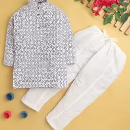 BAESD Boys Abstract Printed Band Collar Kurta With Pyjamas-1
