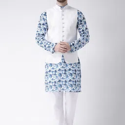 Hangup Men Printed Kurta With Pyjamas & Nehru Jacket-picture-5