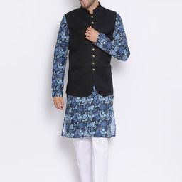 Hangup Men Printed Kurta Set With Nehru Jacket-picture-54