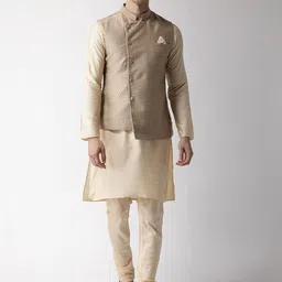KISAH Men Beige Regular Kurta with Pyjamas-picture-10