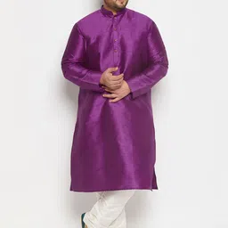 VASTRAMAY Plus Size Mandarin Collar Kurta and  Dhoti Pants With Nehru Jacket-picture-9