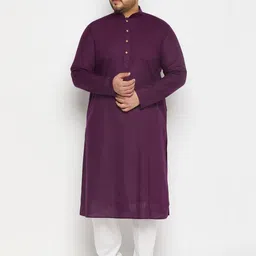 VASTRAMAY Plus Size Mandarin Collar Regular Kurta with Churidar-picture-7