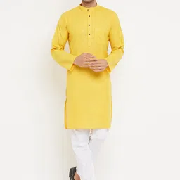 Armaan Ethnic Men Yellow Striped Kurta with Pyjamas-image-39