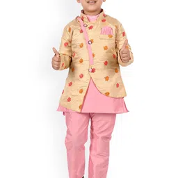 BAESD Boys Band Collar Straight Kurta & Pyjamas With Waistcoat-30