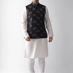 KISAH Men Black & White Regular Kurta with Pyjamas-picture-56
