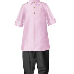 A T U N Boys Pink & Black Regular Kurta with Pyjamas-50