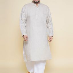John Pride Plus Size Band Collar Regular Linen Kurta With Pyjamas-29