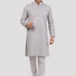Maharaja Band Collar Pastel Linen Straight Kurta with Pyjamas-picture-40