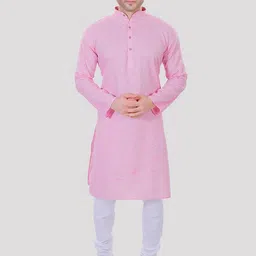 Maharaja Mandarin Collar Regular Linen Cotton Kurta With Pyjamas-picture-10