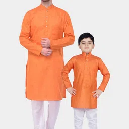 SG YUVRAJ Boys Orange Self Design Kurta with Pyjamas-16